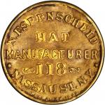 New York--New York. Undated N. Espenscheid Hat Manufacturer. Bowers-NY-4960, Rulau-205. Brass. 35 mm
