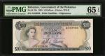 BAHAMAS. Government of the Bahamas. 10 Dollars, 1965. P-22a. PMG Gem Uncirculated 65 EPQ.