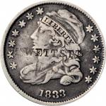 H. WETTSTEIN two times on an 1833 Capped Bust dime, JR-5. Brunk W-438, Rulau-MV 389E. Host coin Very