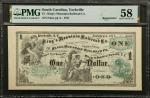 Yorkville, South Carolina. Kings Mountain Railroad Co. 1871 $1. PMG Choice About Uncirculated 58. Re