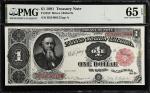 Fr. 352. 1891 $1 Treasury Note. PMG Gem Uncirculated 65 EPQ.