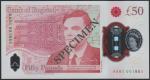 Bank of England, £50, 23 June 2021, serial number AA01 001851, red, Queen Elizabeth II at right and 