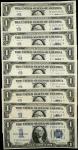 Lot of (9). Fr. 1606. 1934 $1  Silver Certificates. About Uncirculated to Uncirculated.