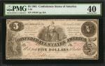 T-36. Confederate Currency. 1861 $5. PMG Extremely Fine 40.