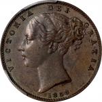 GREAT BRITAIN. Farthing (1/4 Penny), 1858. London Mint. Victoria. PCGS MS-62 Brown.