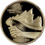 1987年加拿大卡尔加里奥运精铸金币100元，重13.3克含.5833金，总含金量7.76克（0.25安士），NGC PF68 Ultra Cameo，#6136445-002