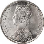 1887-C年1卢比。加尔各答铸币厂。INDIA. Rupee, 1887-C. Calcutta Mint. Victoria. PCGS MS-63+ Gold Shield.