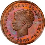 1880 Pattern Four-Dollar Stella. Coiled Hair. Judd-1661, Pollock-1861. Rarity-6. Copper. Reeded Edge