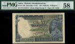 Government of India, 10 rupees, ND (1928-35), serial number P/6 153155, George V at right, signature
