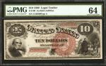 Fr. 100. 1880 $10 Legal Tender Note. PMG Choice Uncirculated 64.