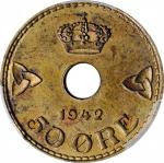 NORWAY. 50 Ore, 1942. London Mint. PCGS MS-63 Gold Shield.