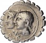 ROMAN REPUBLIC. C. Sulpicius C.f. Galba. AR Denarius Serratus (3.79 gms), Rome Mint, 106 B.C. NEARLY