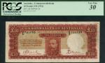 Commonwealth of Australia, £10, ND (1934), serial number V2 751733, reddish brown, portrait King Geo