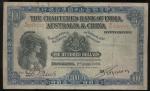 1930年印度新金山中国渣打银行100元老假票，编号W/K 030297，VG品相，摺位有二个小孔。The Chartered Bank of India, Australia and China, 