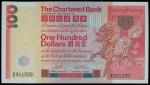 Chartered Bank, $100, 1 January 1982, serial number X 911200, red and multicolour, Qilin at right, w