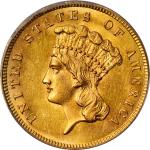 1860 Three-Dollar Gold Piece. MS-62 (PCGS).