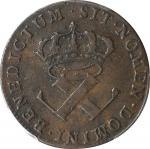 1721-B French Colonies Sou, or 9 Deniers. Rouen Mint. Martin 1.4-A.4, W-11825. Rarity-5. EF-40 (PCGS