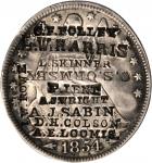 Numerous Merchants Names on an 1854-O Arrows Liberty Seated half dollar. Host coin VF to EF.