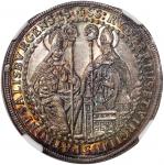 1694年奥地利萨尔斯堡1/4泰勒银币，NGC MS66*，#5887105-059，两面均带有彩调包浆，品相出眾，令人一见难忘，值得珍视之佳品
