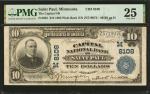 Saint Paul, Minnesota. $10  1902 Plain Back. Fr. 625. The Capital NB. Charter #8108. PMG Very Fine 2