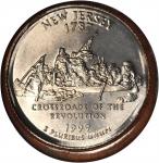 1999-P State Quarter. New Jersey--Broadstruck with 70% Obverse Brockage--MS-67 (NGC).