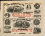 Uncut Sheet of (2) Oconomowoc, Wisconsin. The Summit Bank. 1859. $2-$3. About Uncirculated. Remainde