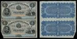 Haiti. Uncut Sheet of Two Banque Nationale DHaiti $1 September 1875 Notes.  P-70. Remainder notes. V