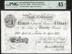 Bank of England, Ernest Musgrave Harvey, £20, London, 19 April 1922, serial number 28M 13541, black 