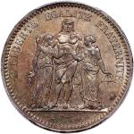 1873年法国5法郎银币，巴黎造币厂铸，PCGS MS64，#43148566。France, silver 5 francs, 1873-A, (Gad-745a, F-334), PCGS MS6