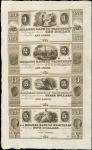 Uncut Sheet of (4). Ann Arbor, Michigan. Millers Bank of Washtenaw. 18xx. $1-$2-$3-$5. Extremely Fin