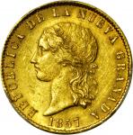 COLOMBIA. 1857 10 Pesos. Bogotá mint. Restrepo M207.6. MS-61 (PCGS).
