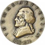1963 Thomas Jefferson Hall of Fame for Great Americans medal. Silver. 44.5 mm. Choice About Uncircul