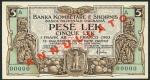 National Bank of Albania, specimen 5 lek, ND (1925), zero serial numbers, brown on green, grey and p