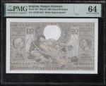 1943年比利时100法郎/20欧元，编号10828U810，PMG 64