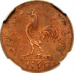 1835年英属东印度公司新加坡招商发行1柯平铜代用币。斗鷄系列。苏荷造币厂。MALAYA. British East India Company. Singapore Merchants issues