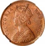 INDIA. 1/4 Anna, 1878-(C). Calcutta Mint. Victoria. NGC MS-64 Brown.