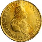 COLOMBIA. 8 Escudos, 1757-NR SJ. Nuevo Reino Mint. Ferdinand VI. NGC AU Details--Mount Removed.
