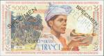 MARTINIQUE. Caisse Centrale de la France DOutre-Mer. 5000 Francs, ND (1960). P-36s. Specimen. Choice