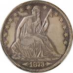 1873-CC Liberty Seated Half Dollar. Arrows. WB-7. Rarity-4. Repunched Date, Large CC. EF Details--Re