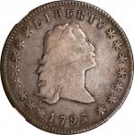 1795 Flowing Hair Silver Dollar. BB-27, B-5. Rarity-1. Three Leaves. Fine-12 (NGC). CAC.