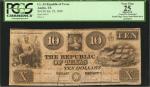 Austin, Texas. Republic of Texas. January 25, 1840. $10. PCGS Currency Very Fine 25. Apparent. Cross