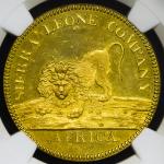 SIERRA LEONE シェラレオネ Pattern Dollar in Gilt Copper 1791 NGC-PF63 Ultra Cameo Proof UNC