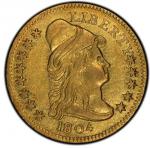 1804 Capped Bust Right Quarter Eagle. 13 Star Reverse. Bass Dannreuther-1. Rarity-6+. About Uncircul