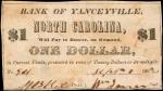 Yanceyville, North Carolina. Bank of Yanceyville. 1862 $1. Very Fine.