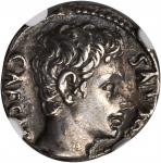 AUGUSTUS, 27 B.C.- A.D. 14. AR Denarius (3.69 gms), Spanish Mint, ca. 19 B.C. NGC Ch EF, Strike: 4/5