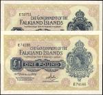 FALKLAND ISLANDS. Government of the Falkland Islands. 1 Pound, 1967-1982. P-8a & 8b. Uncirculated.