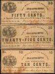 Lot of (3) Coatesville, Pennsylvania. Mendenhall & Morrison. Oct. 22, 1862 10, 25, & 50 Cents. Fine 