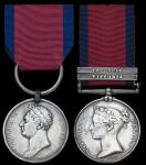 x The Waterloo and Military General Service pair awarded to Private W. Burrows, 15th (The Kings) Reg