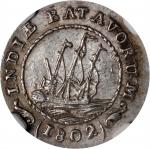 NETHERLANDS EAST INDIES. Batavian Republic. 1/8 Gulden, 1802. Enkhuizen Mint. NGC Unc Details--Clean