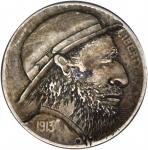 1913 Type I Man with Beard, Hat and Collar. Host coin Extremely Fine, Reverse Cleaned.
